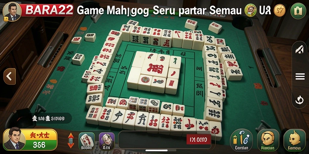 Tampilan gameplay BARA22 dengan grafis Mahjong yang menarik.