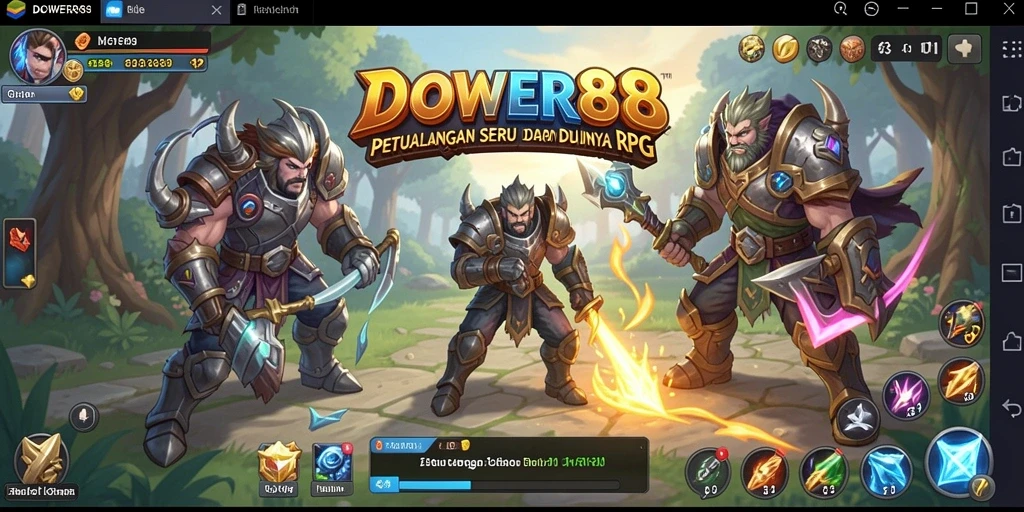 Screenshot DOWER88 menampilkan aksi pertarungan RPG yang mendebarkan.