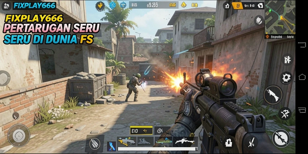 Tampilan aksi seru dalam FIXPLAY666 dengan gameplay FPS yang mendebarkan.