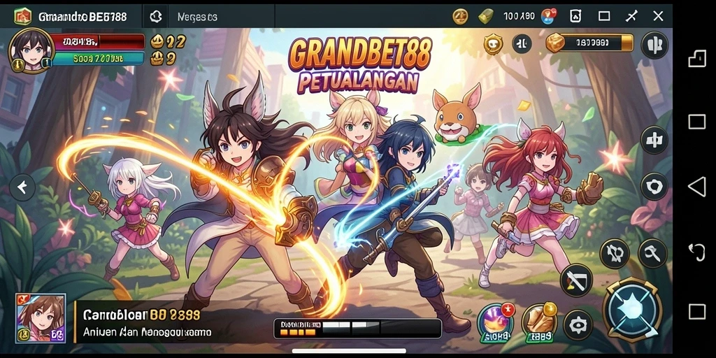 Screenshot gameplay GRANDBET88 yang menampilkan karakter Anime yang dinamis.
