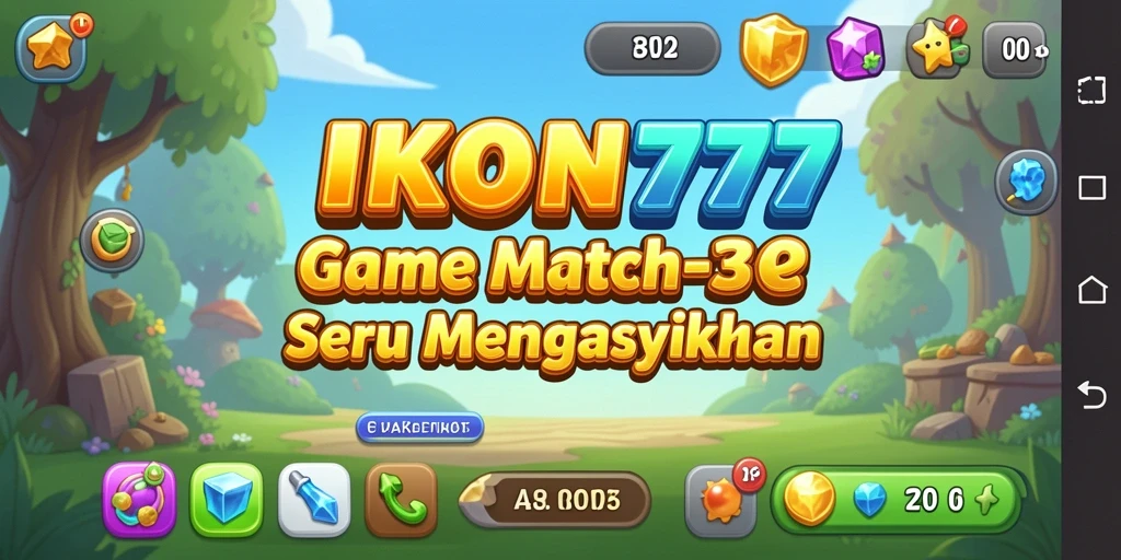Screenshot gameplay IKON777 yang menampilkan aksi mencocokkan ikon Match-3.