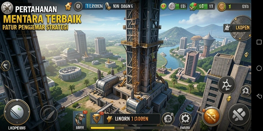 Tangkapan layar gameplay Tower Defense LKOPEN yang mendebarkan.