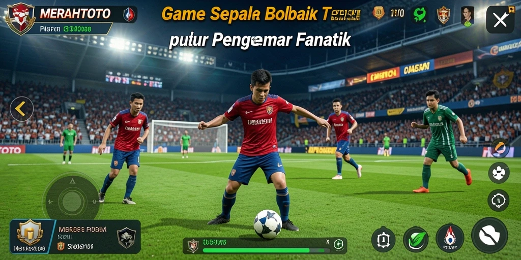 Tampilan gameplay menarik dari MERAHTOTO dengan aksi sepak bola seru.