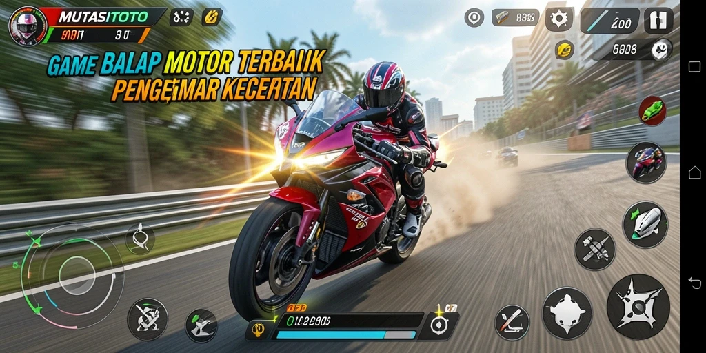 Pengalaman gameplay balap motor yang mendebarkan dan seru.