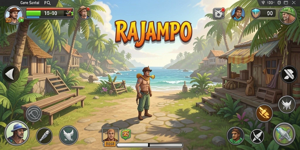 Screenshot gameplay RAJAMPO yang penuh warna dan seru.