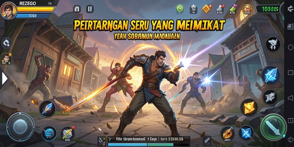 Tampilan gameplay seru dalam pertarungan REZEGO.