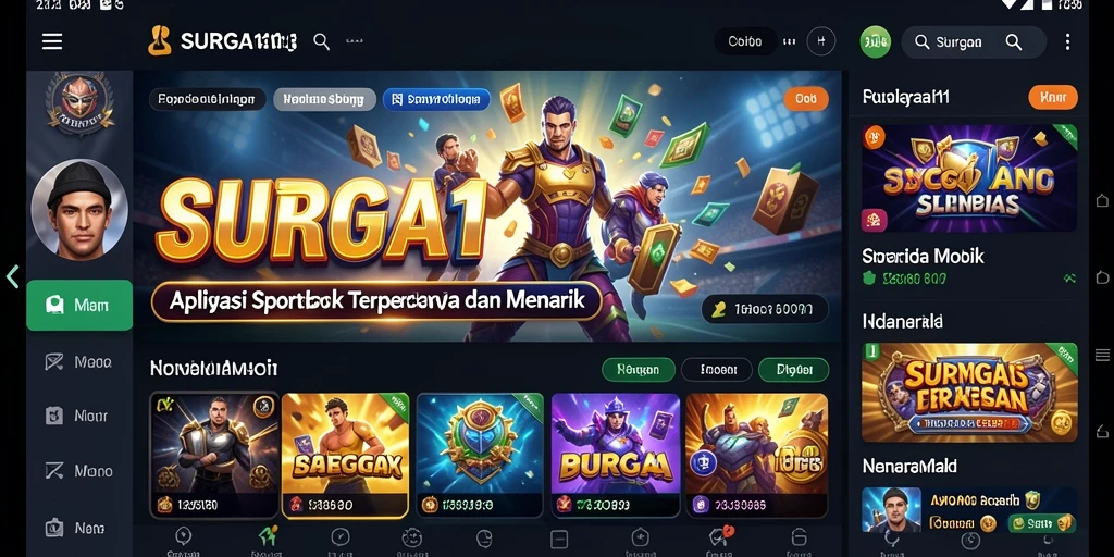 Tampilan utama SURGA11 yang menampilkan berbagai taruhan olahraga.